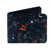 青少年男孩酷炫钱包布艺钱包信用卡现金夹可爱卡哇伊美学钱包带零钱袋身份证窗口适合青少年男孩男性青年男孩青少年（游戏/恐龙）
