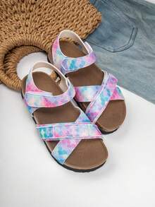 1 par de sandalias abiertas de playa/interior cómodas, versátiles y duraderas para niñas - Azul - Ver 2