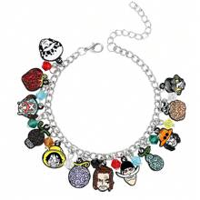 1 pieza Brazalete personalizado de estilo hip hop con diseño de personaje de anime "One Piece" de pirata esqueleto Monkey D. Luffy, adecuado para uso diario