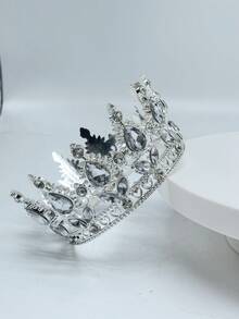 1pc Shiny Metallic Zinc Alloy Crown, Ladies Tiara Decor, Suitable For Birthday, Wedding, Valentine's Day, Bachelorette Party, Party Decoration, Birthday Gift, Wedding Gift, Christmas Gift Costume Crown Hair Garland Headpiece, Tiara Crown