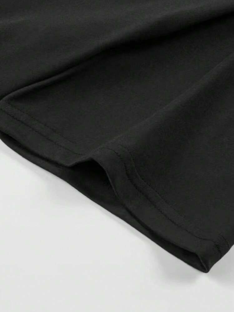 Camiseta ajustada de manga corta tipo henley, moda adecuada para el verano - Negro - Añade 4