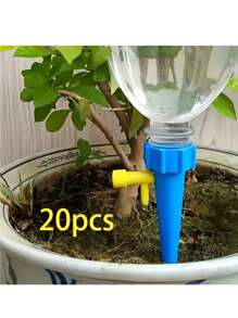 20pcs Automatic Flower Watering Device - Drippers With Self-Spraying Nozzle, Adjustable Plant Watering, Slow Release Control Valve Switch For Outdoor And Vacation Plant Watering, Random Color