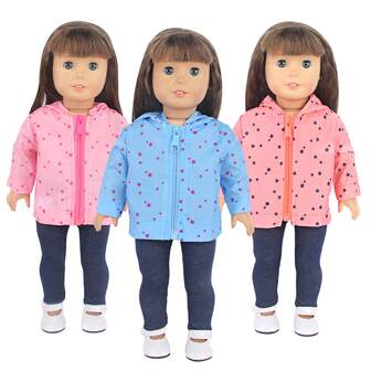 1 Set 18 Inch Doll Clothes, Jacket + Pants, Raincoat, Sunscreen Outfit, Fashionable Doll Dress With Star/Heart Pattern, 4 Color Options, Spring/Summer Doll Jacket, Suitable As Birthday Gift Or Holiday Toy Gift, Role Play