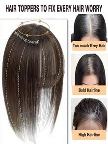 女士优雅手工假发，全真人发质，轻盈无缝，蓬松度增强器，隐形皇冠接发，适用于稀疏头发，直发造型，通用，女士稀疏人发假发，自然直发造型，增加蓬松度，遮盖白发 - S2 - 查看 7