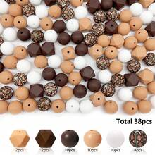 38pcs Silicone Bead Set, Assorted Shapes & Colors, DIY Craft Supply For Keychains, Bracelets, Phone Charms, Necklace Jewelry Making Accessories - Silicone Beads and Hexagonal Series - View 20