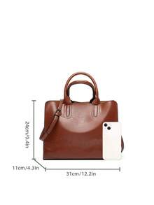 Women's Handbag, Vintage Handbag, Casual Large Crossbody Bag, Women's Shoulder Bag, Equipped With A Long Strap, Suitable For Party Shopping, Simple Style Brown.