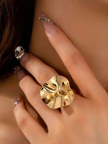 2026 Fashionable Open Ring With Golden Double Ball Design, Wedding Aesthetic Jewelry, Couple Gift - Wave Ring - View 1
