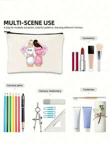 1 件装伴娘化妆包，伴娘礼品包婚礼旅行盥洗包带拉链新娘伴娘包婚礼新娘送礼会单身派对礼物，字母化妆包，白色字母化妆工具收纳袋收纳袋