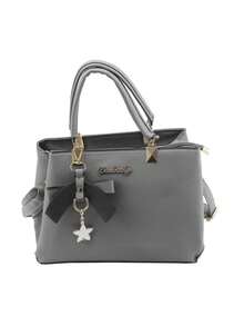 女士手提包，PU皮革拉链托特包，蝴蝶吊坠斜挎包，礼品 - 彩色 - 查看 12