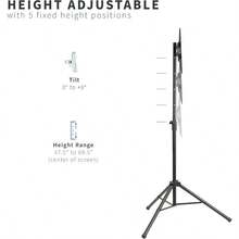 Black Tripod LCD LED Flat Screen TV Display Floor Stand, Portable Height Adjustable Mount - 1 - View 3