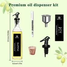 SAEIV 6/12 Pieces Oil Bottle With Pourer, Oil Dispenser, 250 Ml Oil Bottle, Vinegar And Oil Bottle Set, Beautiful Labels, Olive Oil Dispenser, Practical Seasoning For The Table - 6 250ml Oil Bottles - View 3