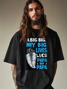 1 camiseta con gráfico creativo | Impresión de plumas de papá de My Big Lives | Diseño creativo único, estilo artístico | Unisexo | Todas las estaciones | Regalo perfecto para seres queridos, amigos y familiares. - Blanco - Ver 2