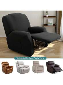 4-Trozo Funda Sofá Reclinable Elástica Y Dividida,Funda para Sillon Impermeable,Antideslizante.Elástico y Lavable - Café integral - Ver 4