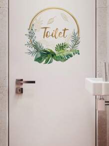 1pc PVC Sticker, Self-Adhesive Door Decal, Bathroom Toilet Sign Sticker Room Decor Wall Decor Wall Sticker Stickers Personalised Stickers