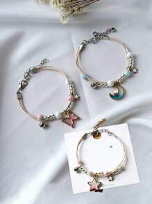 Dos pulseras hermosas con forma de estrella de mar y horario de Jiayu Ceramics, una pareja de pulseras, un regalo para tu ser querido. Las pulseras se pueden extender y contraer libremente en tamaño. Son perfectas para regalar a amigos, parejas, padres o como pequeños regalos para fiestas en verano