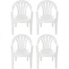 Solana WHITE Stackable Low Back Plastic Garden Chairs Set Of 4 - White - View 1