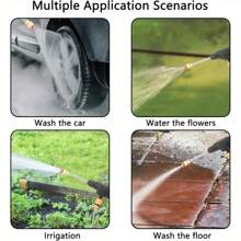 1pc Cordless High Pressure Washer, Portable Power Washer, Handheld High Pressure Car Wash Gun With Foam Sprayer, With Rechargeable 6.0Ah Battery, 5 Meter Hose, Pressure 1.2MPA, For Car, Floor, Yard Cleaning And Watering