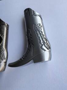 1pc Fashionable Silver Cowboy Boot Shaped Bic J6 Lighter Cover - Perfect For Parties And Daily Use