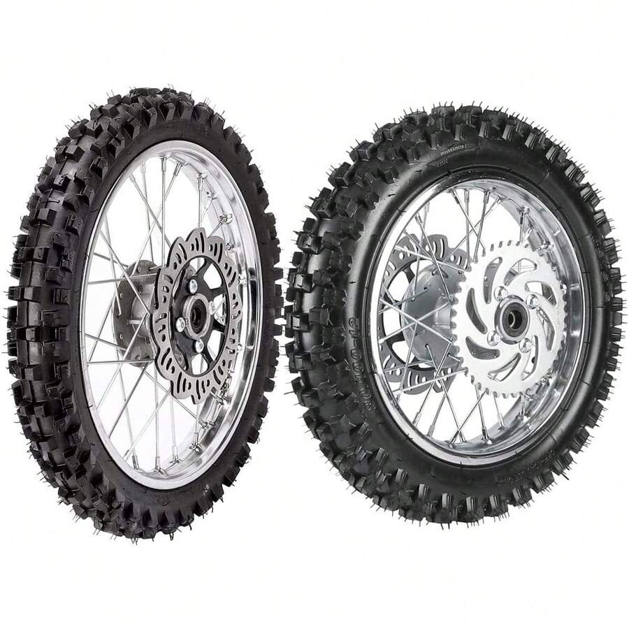 14" 12" Wheels Front 60/100-14 & Rear 80/100-12 Tire With Rim + Brake Disc & Sprocket 12mm Bearing For Dirt Pit Bike Motocross Off Road 70cc 90cc 110cc 125cc SSR Taotao - 1 - View 1