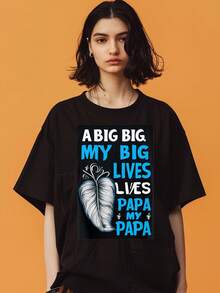 1 camiseta con gráfico creativo | Impresión de plumas de papá de My Big Lives | Diseño creativo único, estilo artístico | Unisexo | Todas las estaciones | Regalo perfecto para seres queridos, amigos y familiares. - Blanco - Ver 4