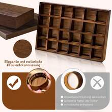 SAEIV Elegant Acacia Wood Tray Spice Rack With Glass, Wooden Spice Rack + 24 120ml Square Spice Jars, Spice Labels, Natural Spice Organizer, Spice Rack With Glass, Spice Organizer - 24 Acacia Wood Pallets - View 5