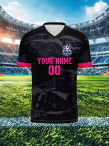Individualisiertes Sport-Trikot, Herren V-Ausschnitt Fußballclub-Trainingsshirt mit vorne und hinten bedrucktem Namen, Nummer und Logo, bequem für den Alltag, Lässig, Partys und Treffen, Stil, Mode, Hipster, Lässig, minimalistischer Chic, personalisiert, individualisiert, einzigartig, Kostüme für Jungs, Kapselgarderobe, Herren Basic/Street-Style, Ideale Geschenke für ihn, Freund, Familie, Freunde, zu Geburtstagen, für Urlaub/Feiertage, für Schule/Wettkämpfe, für Sport/Klettern