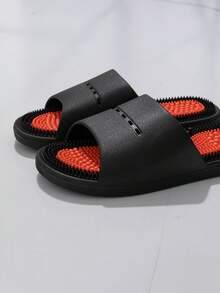 Pantuflas de masaje grises para hombres - Diseño de puntos de presión, sandalias de ducha, cómodas y suaves, antideslizantes y duraderas - negro - Ver 2