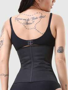 Đai nịt bụng định hình eo có khóa kéo, đai nịt eo thoáng khí, đai phục hồi sau sinh có thể điều chỉnh với khóa kéo và gọng thép. - màu đen - Xem 5