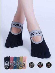 1双/4双装 女士五趾袜，专业防滑平底袜，瑜伽袜，健身袜，分趾袜 - 彩色 - 查看 11