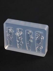 Molde de tallado de uñas con relieve tridimensional de flores de lirio, diseño de patrón de pétalos de flores de hibisco y mariposa, herramienta de desmoldeo para manualidades de arte de uñas, suministros de manicura - transparente - Ver 11
