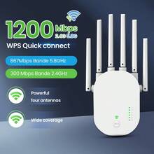 WiFi Extender Signal Booster, 2.4G/5.8G Dual Band 1200Mbps Extended Tecc WiFi Booster Extender (Home), 6x Speed ​​Network Booster Extender, WiFi Repeater Coverage Up To 20K Square Feet And 60 Device, 6 Antenna Competition,1-Tap, Easy Setup, Holiday Gift, New Year Gift