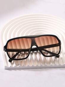 1 Pair Big Frame Fashion Solid Black Sunglasses - Multicolor - View 5