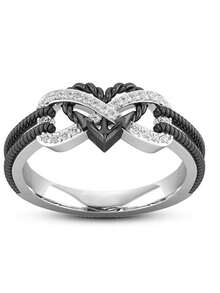 1 件时尚甜美十字交叉心形设计简约韩式蝴蝶小戒指，非常适合女性