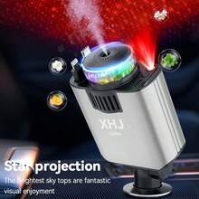 XHJ New Retractable Car Charger, Equipped With Dual Fast Charging Cable IOS + USB, Charging Head Can Be Adjusted 180 °, Car Aromatherapy, Aromatherapy, Purify Odors, Light Up The Starry Sky Projection, Model Universal. - Silver - View 3