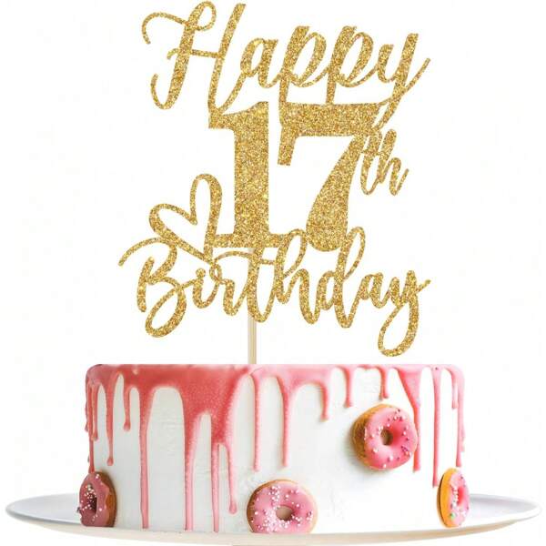 17th Birthday Cake Decor, Flashy 17th Birthday Cake Topper, 17th Birthday Party Supplies