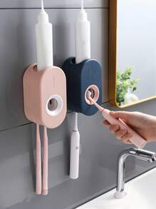Dust-Proof Automatic Toothpaste Dispenser And Squeezer, For Wall-Mounted Toothbrush Holders, Bathroom Organizer And Storage, Holiday Gift, Bathroom Decor, Toothbrush And Toothpaste Storage Fall Decor Back To School