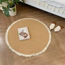 Tappeto a frange bohémien - Tappeto soffice con nappe antiscivolo per soggiorno e camera da letto, tappetino da pavimento leggero in stile boho (diametro 80 cm/45 cm/40 cm, beige) Decorazione per la stanza Decorazione camera da letto Tappeti