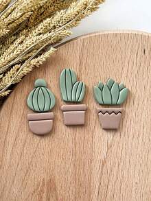 6Pcs Polymer Clay Cutters Cactus, Boho Clay Earring Cutters, Spring Clay Cutters Kits, Polymer Clay Tools For Clay Jewelry Making - CactusCutter - View 4