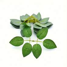 60/300 片玫瑰人造叶，50 片小六叶装饰性绿玫瑰叶（带茎），适用于 DIY 婚礼花束和宴会装饰、玫瑰藤蔓花环用品、室内装饰叶、礼品盒和花头装饰、假植物