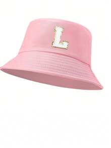 1pc Women'S 26 Letters Bucket Hat, Personalized Fashion Casual Sun Hat, Casual Holiday Beach Sun Hat For Travel, Daily Travel Outdoor Sports Hat, Sun Hat, Minimalist Bucket Hat, Lightweight And Foldable, Suitable For Outdoor, Travel, Hiking, Picnic, Commuting, Etc., Also A Great Gift For Mom Or Friends