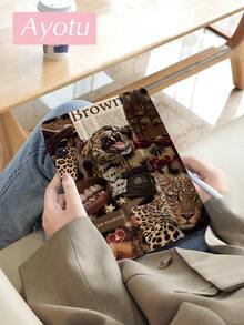 Ayotu Leopard Junk 保护壳适用于三星 Galaxy Tab/iPad、iPad 第 9/8/7 代 10.2 英寸、新款 iPad 第 10 代保护套、Kindle Paperwhite 第 12 代 2024、具有自动唤醒/睡眠功能、四角防摔 - 彩色 - 查看 3