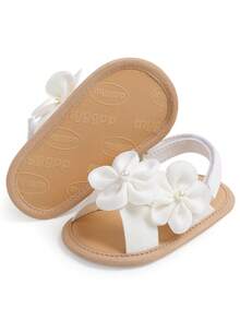 1 Pair Of Baby Sandals, Lovely Pearl Flower Design, Suitable For Indoor And Outdoor Slip-Resistant Learning To Walk, Soft Slippers For Infants.