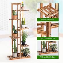 GOFLAME 6-Tier Flower Stand Wood Plant Flower Rack Freestanding Display Shelf - Khaki - View 4