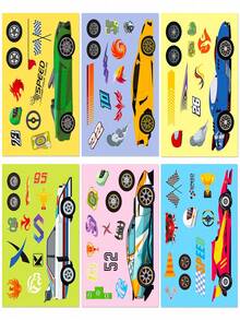 6pcs/Pack Racing Car DIY Puzzle Stickers, New Cross-Border Product - Multicolor - View 2
