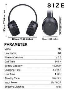 Gerripuer 新款无线耳机，续航时间长，延迟低，HIFI音质，可折叠设计，方便游戏和运动