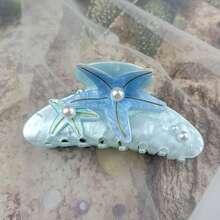 Presilha de cabelo de sereia com pérolas artificiais de alta qualidade (1 ou 2 unidades), presilha de cabelo em formato de estrela-do-mar, presilha de cabelo extra grande em formato de garra de tubarão, presilha de cabelo colorida 3D em acetato, acessório de cabelo de tamanho médio e pequeno para mulheres, ideal para festas, férias e praia - Presilha de cabelo com strass da série Oceano, acessório de cabelo para outono e inverno, presilha de cabelo com flor para looks de férias. - Multicolorido - Ver 18