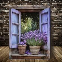 1 件装饰艺术经典现代帆布画艺术墙饰，薰衣草花，松木画框，室内外使用，带框壁挂装饰 - 彩色 - 查看 1