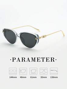 1 件女士铆钉猫眼镜框高品质简约眼镜，适合驾驶、休闲、旅行、派对、日常佩戴