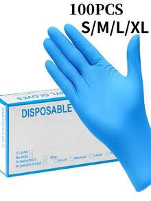 100/50 只一次性丁腈手套，耐用家用清洁手套，不含乳胶，无粉，适用于家庭和厨房清洁、家务、绘画和户外旅行及家用小工具
