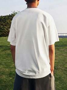 Camiseta casual para hombre 100 % algodón de 220 g: camiseta de cuello redondo suave y cómoda con estampado de palmeras, perfecta para ropa casual y actividades al aire libre, ropa casual transpirable. - Blanco - Ver 2